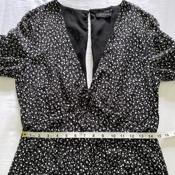 Storia New Black and White Floral Ruffled Romper Jumpsuit Women’s Large - Picture 14 of 16